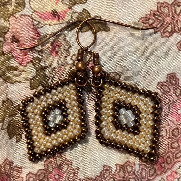 HAND CRAFTED BOHEMIAN BEADED EARRINGS *NEW *JAPANESE GLASS BEADS *LIGHTWEIGHT - Picture 1 of 6